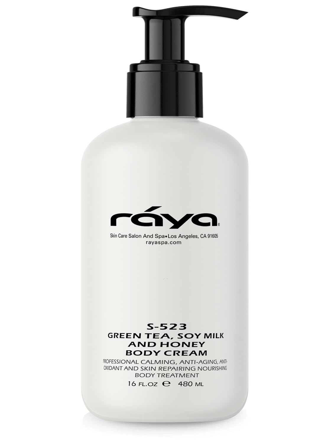 Raya Green Tea, Soy Milk, and Honey Body Cream 16 oz (S-523) | Nourishing, Calming, and Anti-Aging Body Cream | Protects and Refines Skin