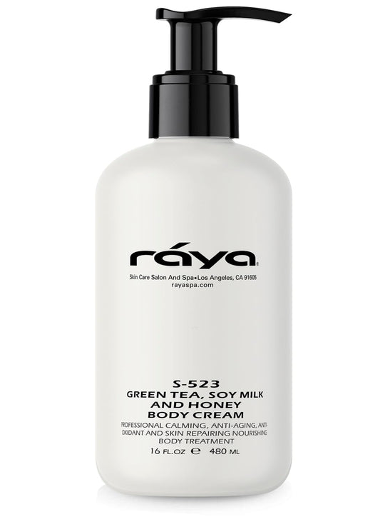 Raya Green Tea, Soy Milk, and Honey Body Cream 16 oz (S-523) | Nourishing, Calming, and Anti-Aging Body Cream | Protects and Refines Skin