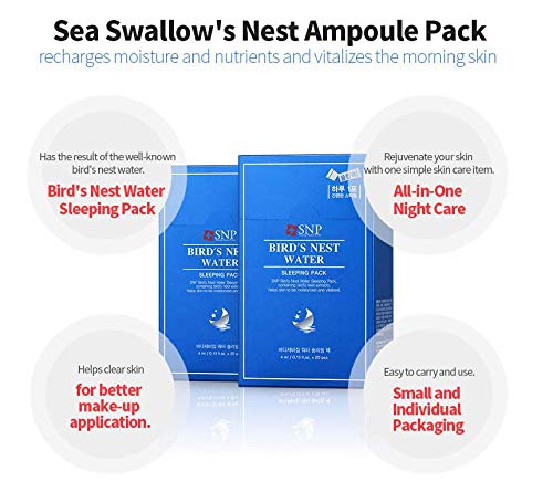 [K Beauty Snp] Overnight Bird's Nest Night Cream | Travel Size Individual Packaging | Hydrating and Protecting for All Dry Skin Types | Korean Face Skincare | Overnight Facial Skin Care | 20 Pack