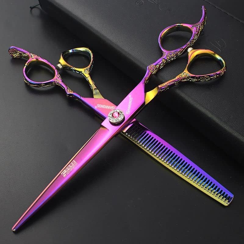 6/7/8 inch Cutting Thinning Styling Tool Rainbow Hair Scissors Professional Hairdresser Hairdresser Scissors Set (7-inch 3pc-B)