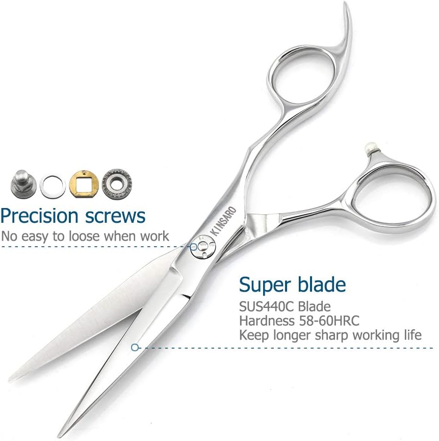 6" Hair Cutting Scissors to Cut Hair Cutting Shears Professional Haircut Hairdresser Scissors 440C KINSARO for Hairdresser Barber or Home Use