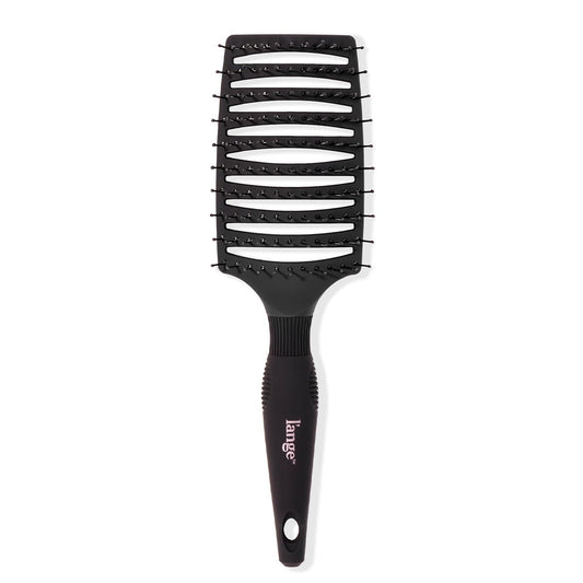 L'ANGE HAIR Siena Wide Curved Vented Detangle Brush | Nylon Bristles | Best for Tangles and Knots | Ideal for Men and Women | Vented for Airflow | Black
