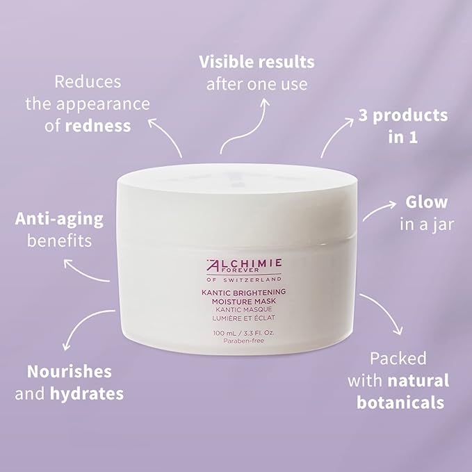 Alchimie Forever Kantic Brightening Moisture Mask | Soothes, Hydrates, Protects Skin | 3.3 Fl Oz