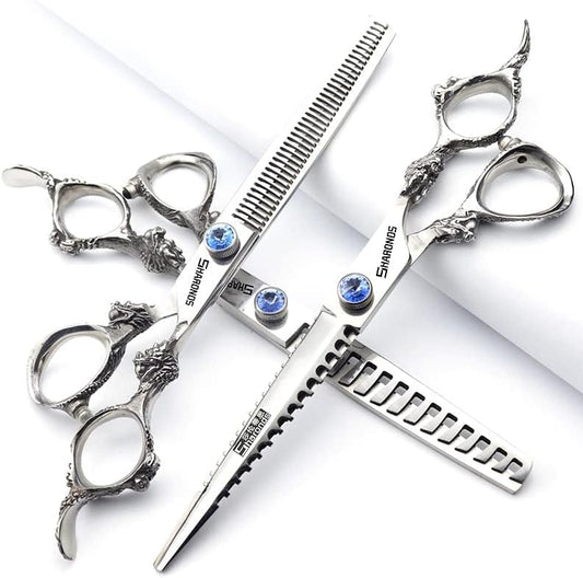 Professional Japanese Hairdressing Scissors Set - Slim Design, 7 Inch, 3 Pieces (Men & Women)