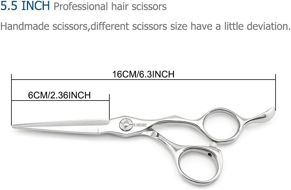 5.5" Professional Hair Scissors to Cut Hair Cutting Haircut Shears 440C Barber Shears Hairdresser Sharp Hair Scissors Bearing Screw KINSARO for Hairdresser Barber or Home Use