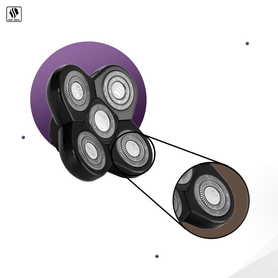 Skull Shaver Carver 5 Head Replacement Blade - Efficient Shave for Coarse Hair - Flexing Rotary Blades - Easy Maintenance - Fits Pitbull Shavers