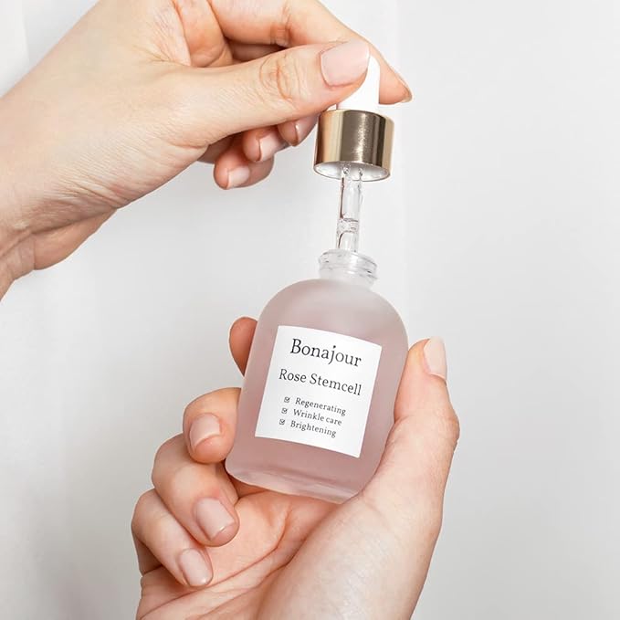 [BONAJOUR] Vegan beauty Rose Stem Cell Ampoule - Best Face Anti-Wrinkle & Aging, Brightening Care/Total Care Serum 1.0 Fl. Oz