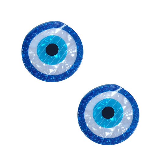 Circle Evil Eye Hair Clip,PVC Hair Claw,Small Hair Clips for Women,Pack of 2,Blue