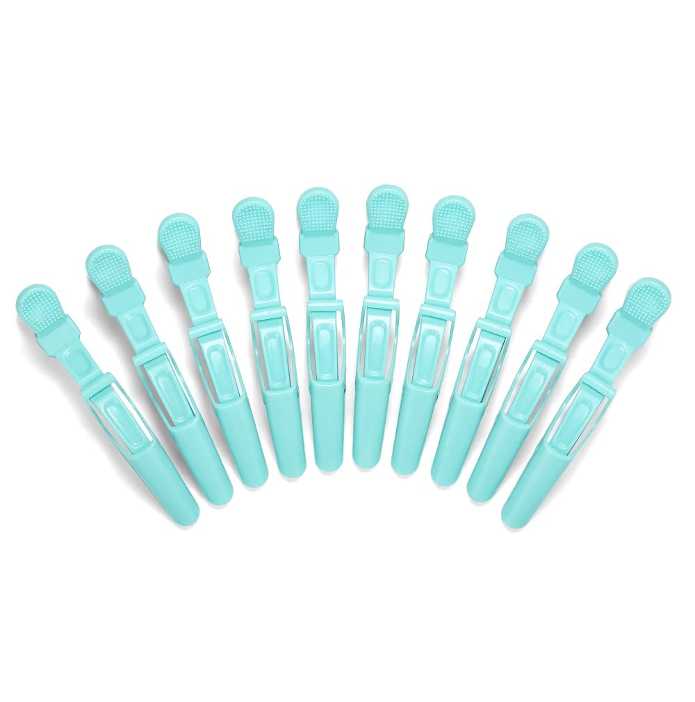 10pcs/set Multicolor Croc Clips Transparent Plastic Hairdresser Clip Hair Styling Sectioning Barrettes Professional Non Slip Alligator Clips Salon DIY Accessories Hairpins (10pcs-Cyan)