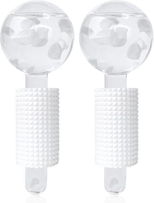 Ice Globes & Ice Roller for Face and Eyes - Facial Massage Tools for Skin Care, Reduce Wrinkles & Puffiness, Cooling Globes & Roller Ball for Glowing Skin (White/2PCS)