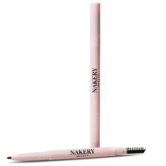 Nakery Universal Eye Brow Pencil Duo - 3-in-1 Eyebrow Pencil with Color-Adapt Technology for Natural & Flawless Brows - Precision Eyebrow Liner Infused with Castor Oil, Hyaluronic Acid & Vitamin E