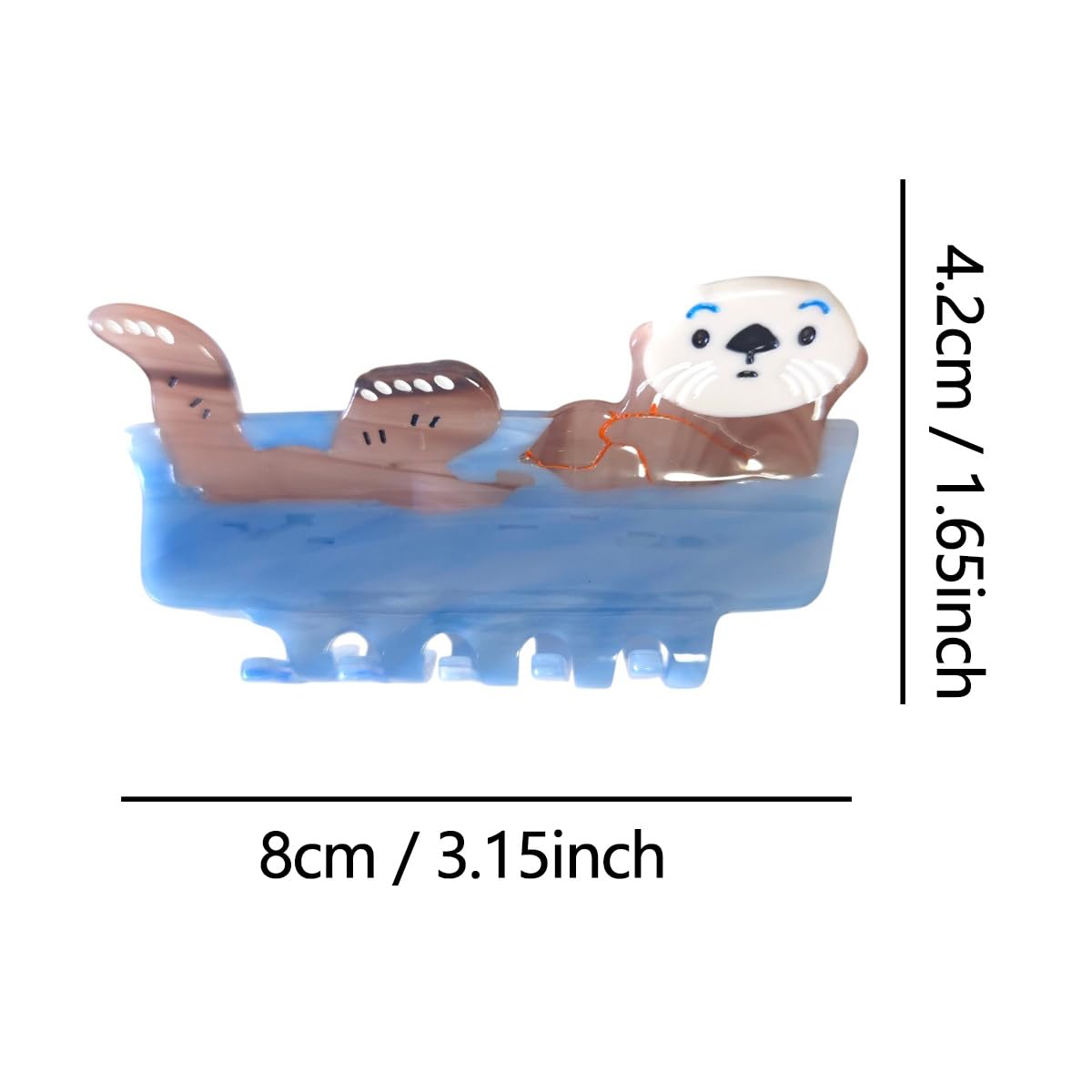 Novelty Otter Hair Clip,Acetate Claw Clips,Cute Hair Clips for Women,Brown