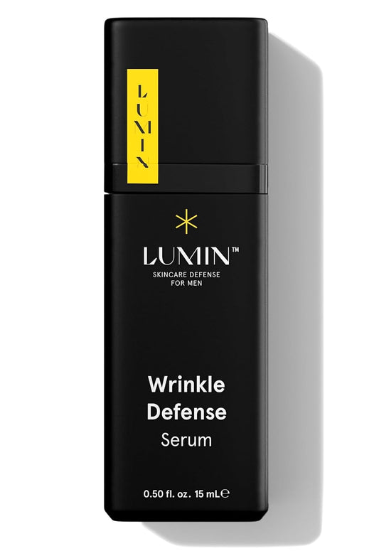 Lumin Wrinkle Defense Serum for Men Skincare | Anti-Aging Skincare with Vitamin C, Hyaluronic Acid, Ferulic Acid | Targets Fine Lines, Wrinkles, Dark Spots | Evens Skin Tone | 2 Months Supply | 15mL