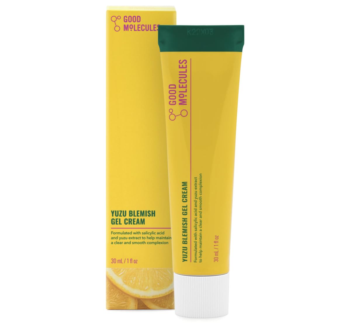 Good Molecules Yuzu Blemish Gel Cream - Lightweight Gel Moisturizer with Salicylic Acid, BHA and Natural Extracts to Target Acne, Even Skin Tone, and Texture - Skin Care for Face