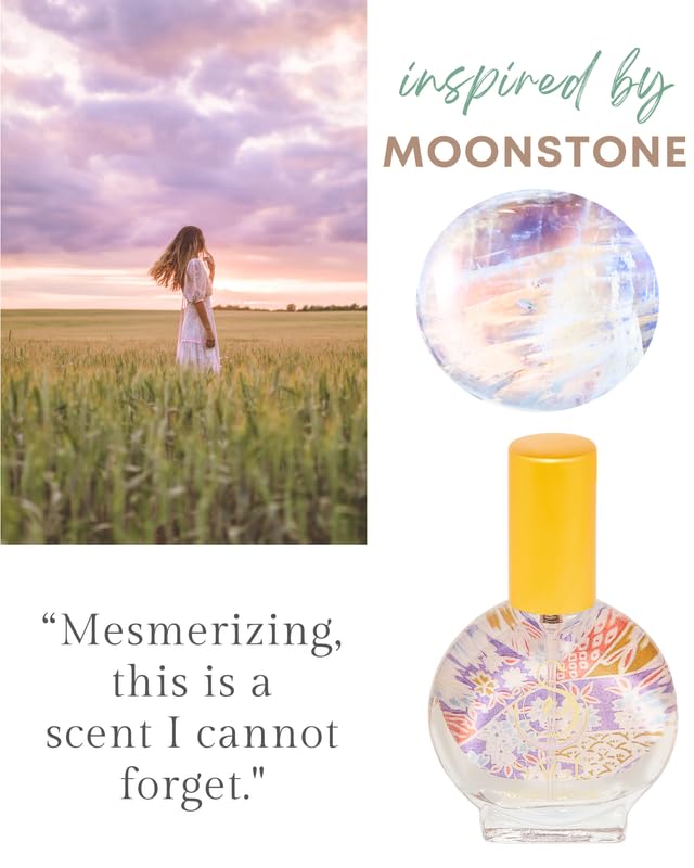 Moonstone Organic Mini Perfume Spray by Sage, Vegan & Cruelty-Free, Floral Scent, Gardenia, Paperwhites, Stargazer Lily - Made in USA, 1/2 oz Travel Size Perfume