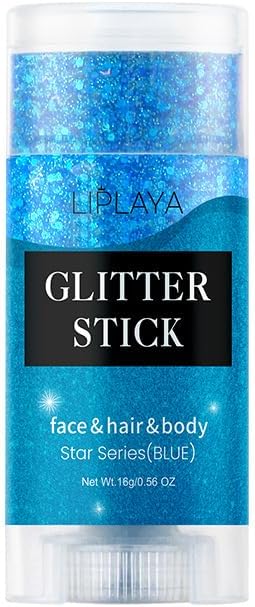 Face and Body Glitter Stick,Holographic Sparkling Neon Outfit Singer Concert Music Rave Festival Party Accessories Glitter Gel. (Blue)