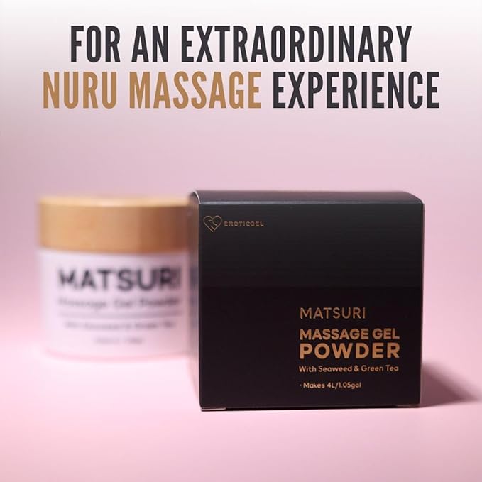 Japanese Nuru Massage Gel Powder 40g | Formulated with Natural Seaweed & Green Tea | Made in Japan | Paraben, & Glycerine Free | Fragrance-Free | Makes 1.05 gal/ 4L | Vegan | Matsuri