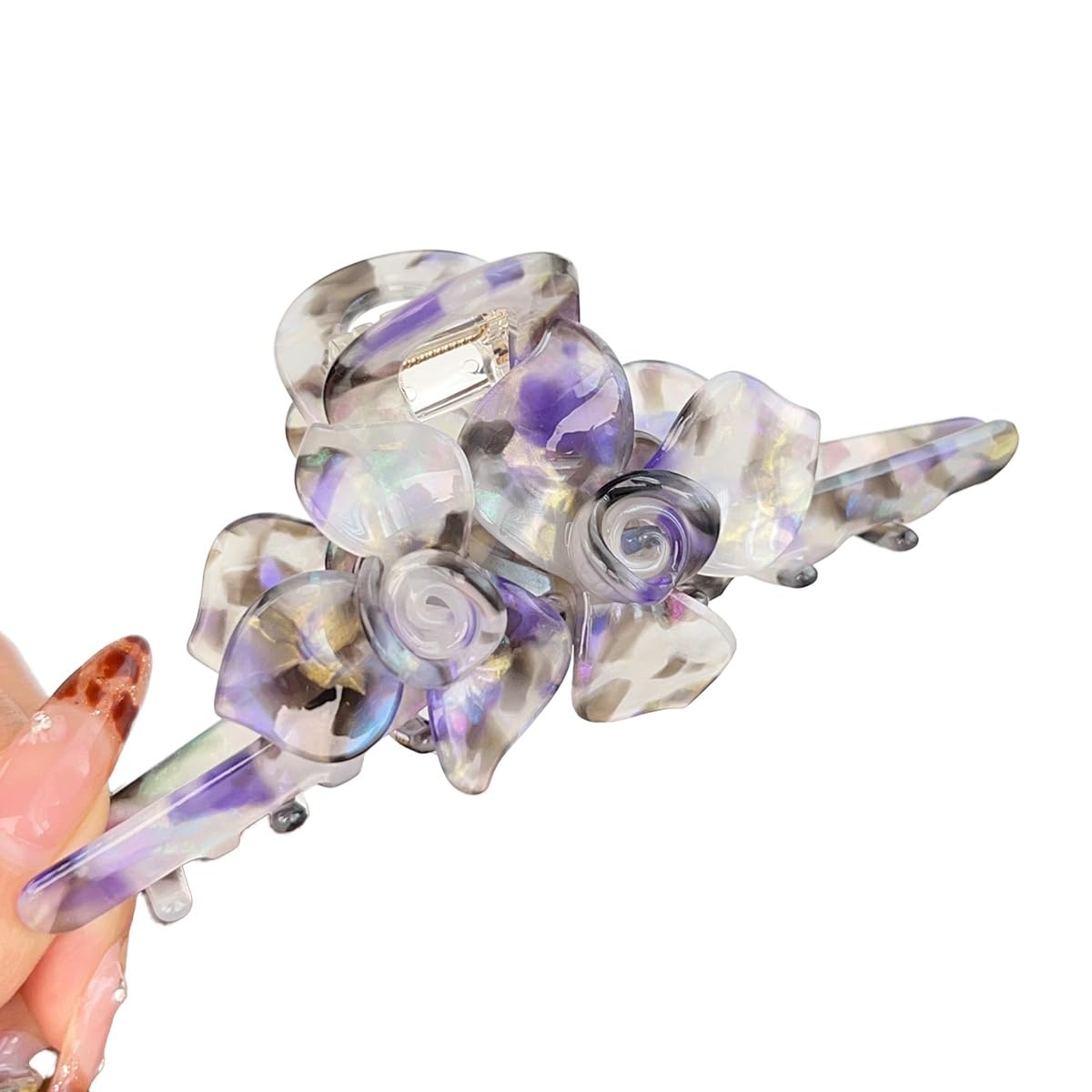 Premium Acetate Hair Clip for Women - Elegant Plant-Based Hair Claw with Secure Hold, Gentle on Hair (B-Iridescent Purple, 5.1 * 2.3 * 2.1inch)
