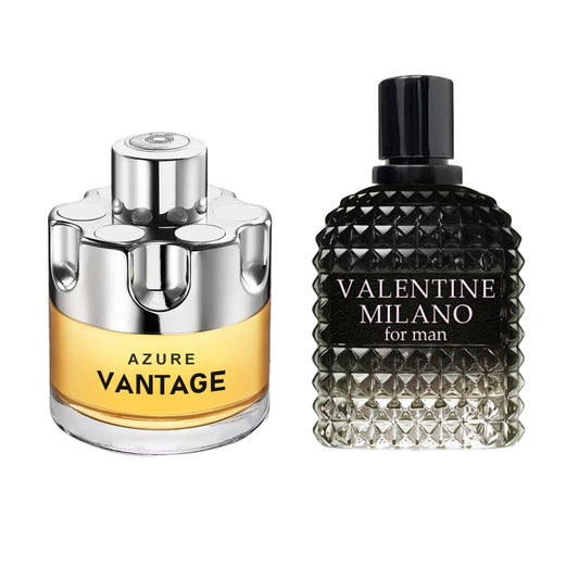 Valentine Milano/Azure Vantage Men's Cologne,Long Lasting Scent Perfume for Men,2PCS Fragrance for Gift Box Package,3.4 Fl Oz Spray Men's Eau de Toilette