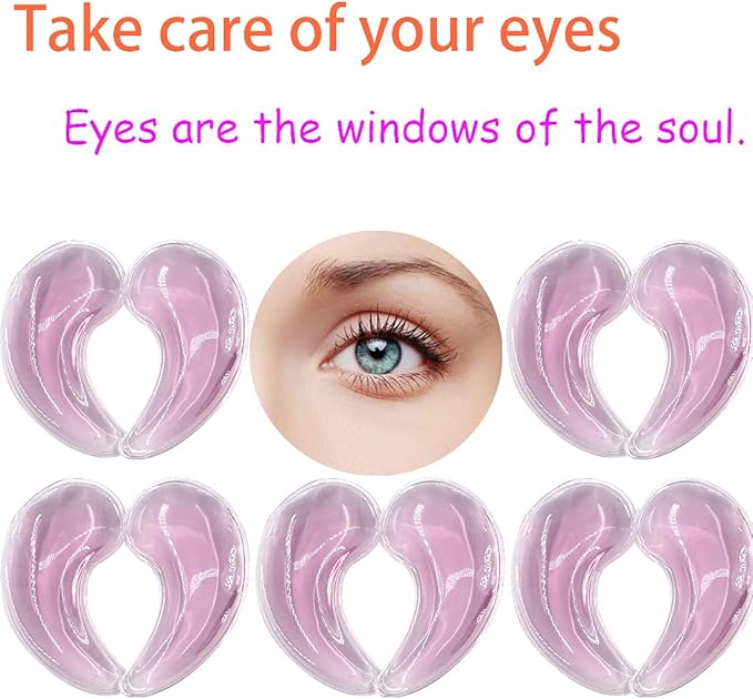 Reusable Gel Eye Ice Pack, Cooling Eye Pad, Hot ＆ Cold Treatment for Eye Strain, Eye Swelling, Eye Redness, Puffy Eyes, Dark Circles, Smooth Fine Lines, and Eye Recover Surgery. 10PCS