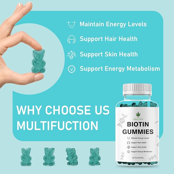 Biotin Gummies, Hair, Skin and Nails Gummies - Supports Healthy Hair - Vegan Biotin Vitamins for Women & Men (1)