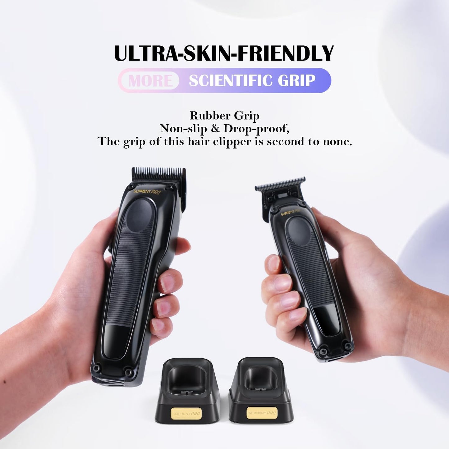 SUPRENT PRO Professional Hair Clippers for Men - High Torque Brushless Motor & Detachable Blade - Cordless Hair Trimmer Set for Barbers with Charging Stand - Premium Gift Hair Clipper Kit