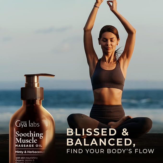 Soothing Massage Oil for Sore Muscles & Destressing Massage Oil for Sore Muscles Set - 100% Natural Aromatherapy Grade Essential Oils Set - 2x6.76 fl oz - Gya Labs