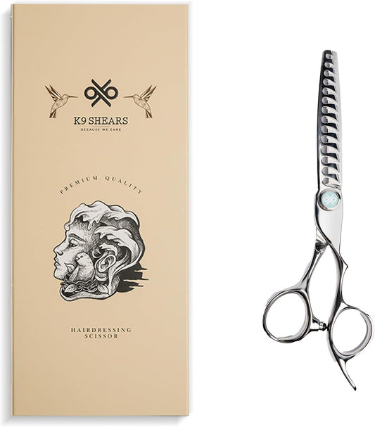 K9 6" Professional Thinning Shears for Hair Cutting – Removing Large Sections of Hair Effortlessly, Leaving No Marks, Barber Shears with Premium VG10 Steel, Lightweight, Razor-Sharp, Thinning Rate 50%