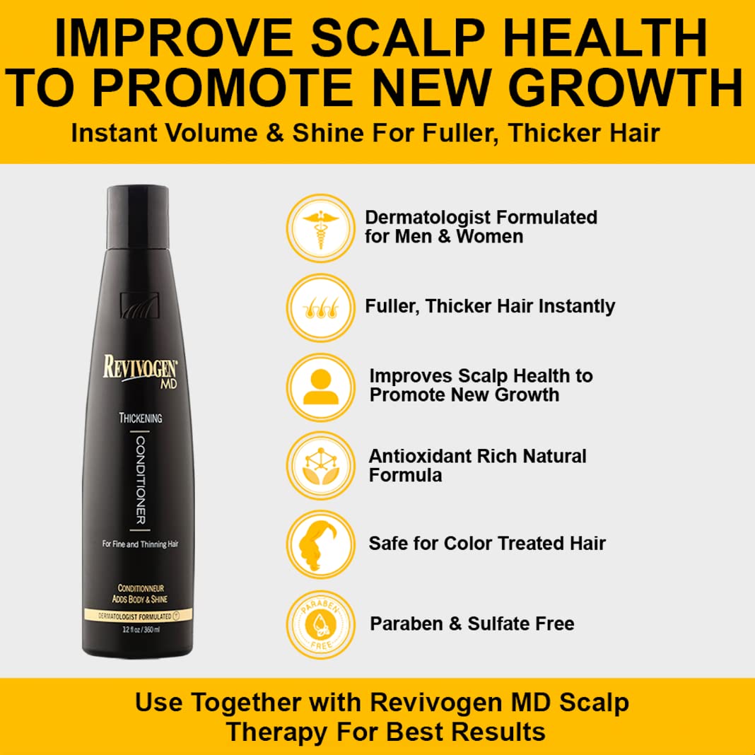 Revivogen MD Thickening Conditioner, Conditioner for Thinning Hair, Hair Loss Conditioner, Thickening Conditioner Men/Women, Conditioner for Hair Loss, 12 Fl oz