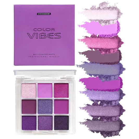9 Colors Eyeshadow Palette - Purple Eyeshadow Theme, High Pigmented Blendable Matte & Glitter Shimmer Finishes, 24-Hour Long Lasting Mauve Eye Makeup for Christmas & Music Festivals(Purple)