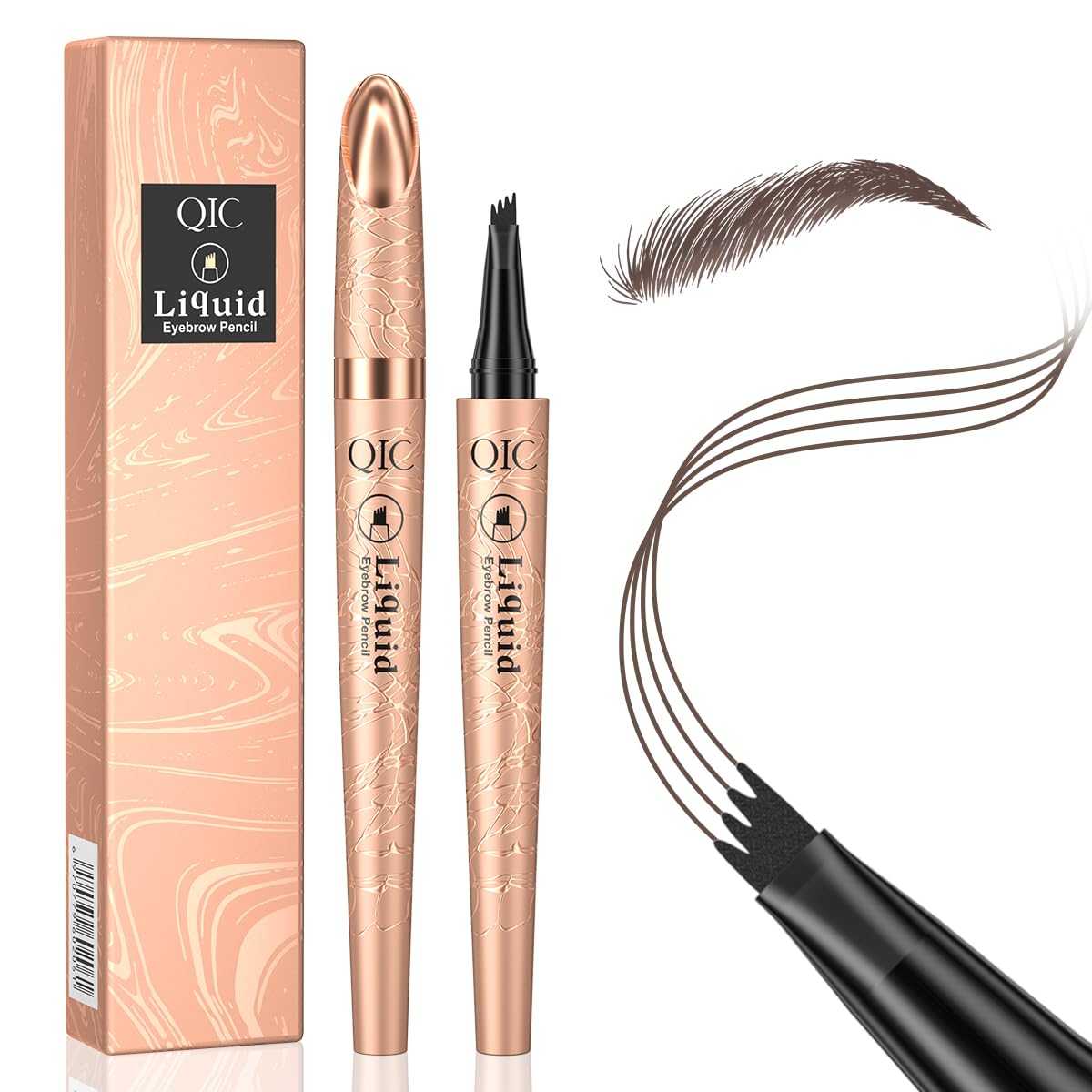 Microblading Eyebrow Pencil for Women - Waterproof Eyebrow Pen with 2-Fork-Tip Eye Brow Pen Create Natural Hair-Like Brows, Brow Pencil for Perfect Eyebrows Makeup Last All-Day, Dark brown