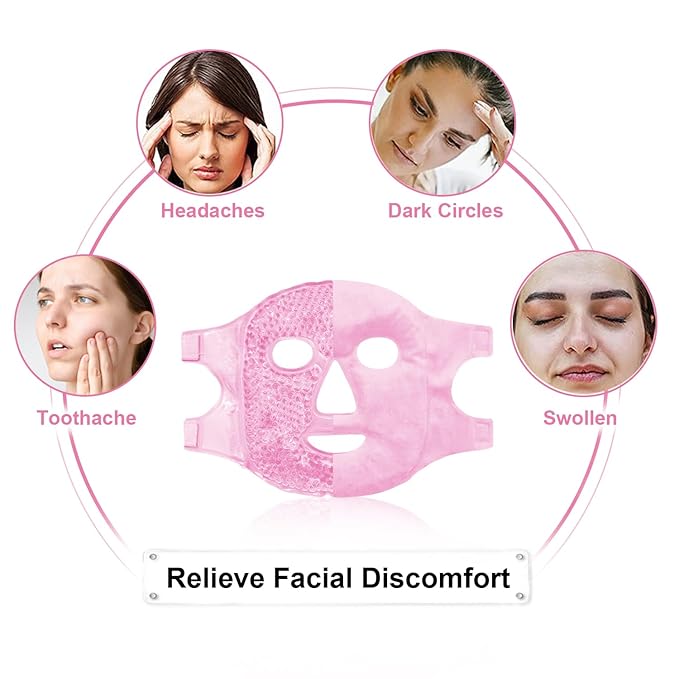 Bundle of CONBELLA Cold Face Eye Masks Ice Face Mask Hot Cold Compress and 2PCS Adorable Cooling Eye Mask Gel Eye Mask