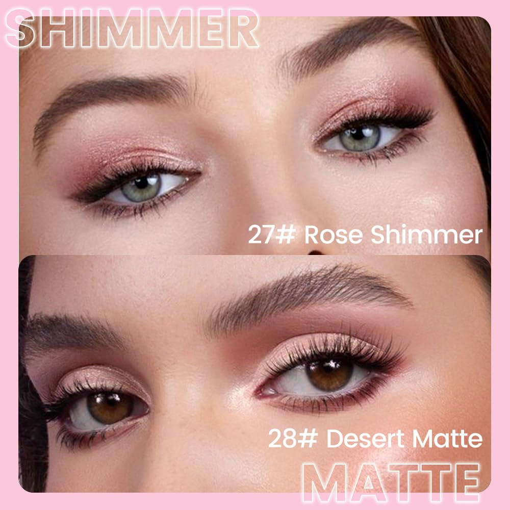 evpct 2Pcs Cream Eyeshadow Sticks Set for Eyes Waterproof, Rose Shimmer & Desert Matte Cream Eyeshadow Applicator Stick Pen, Long Lasting High Pigmented Eye Shadow 27 + 28