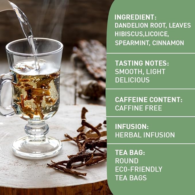 HANDPICK, Dandelion Root & Leaf Tea Bags (100 Herbal Tea Bags) Caffeine-Free Herbal Blend | Eco-Conscious Teabags | Direct from Source