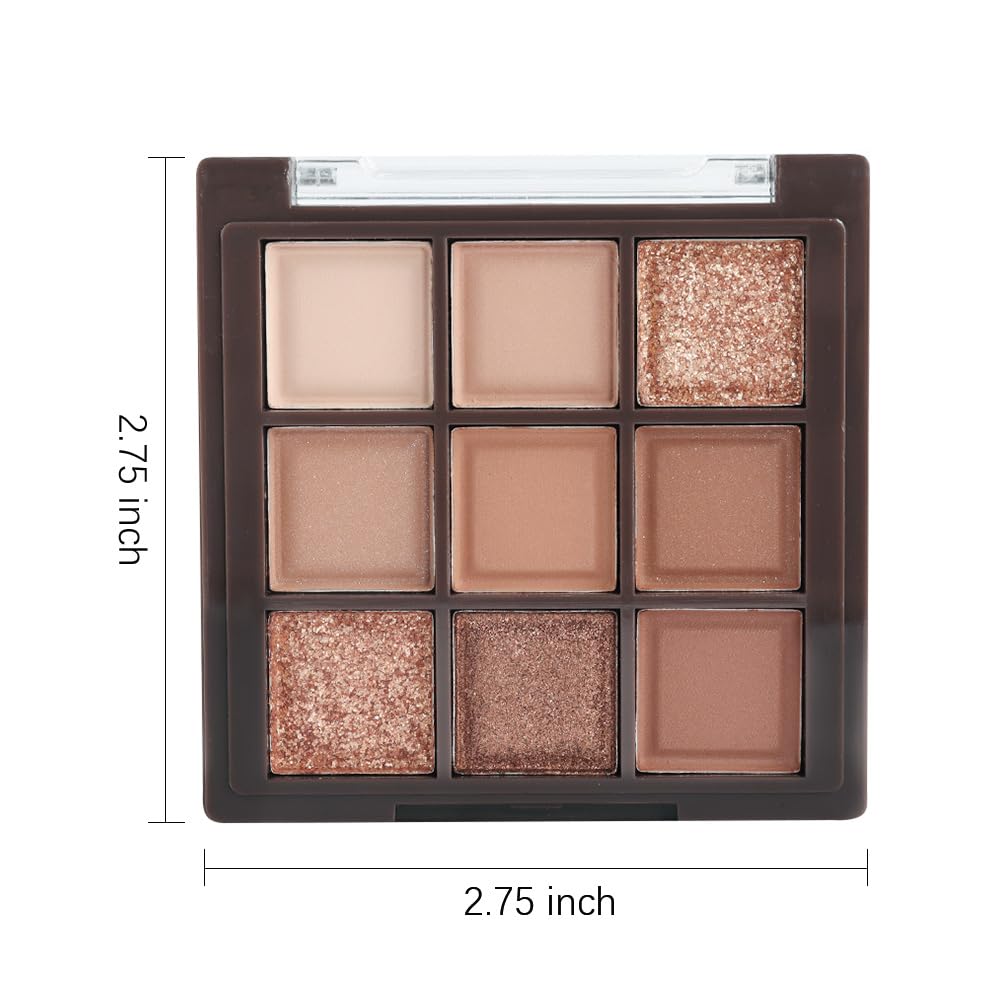 AMY'S DIARY Rose Gold Dark Brown Colorful neutral Eyeshadow Palette Makeup,9Color Matte Shimmer Natural Smokey Eye Eyeshadow palettes Highly Pigmented Neutral Long Lasting Waterproof