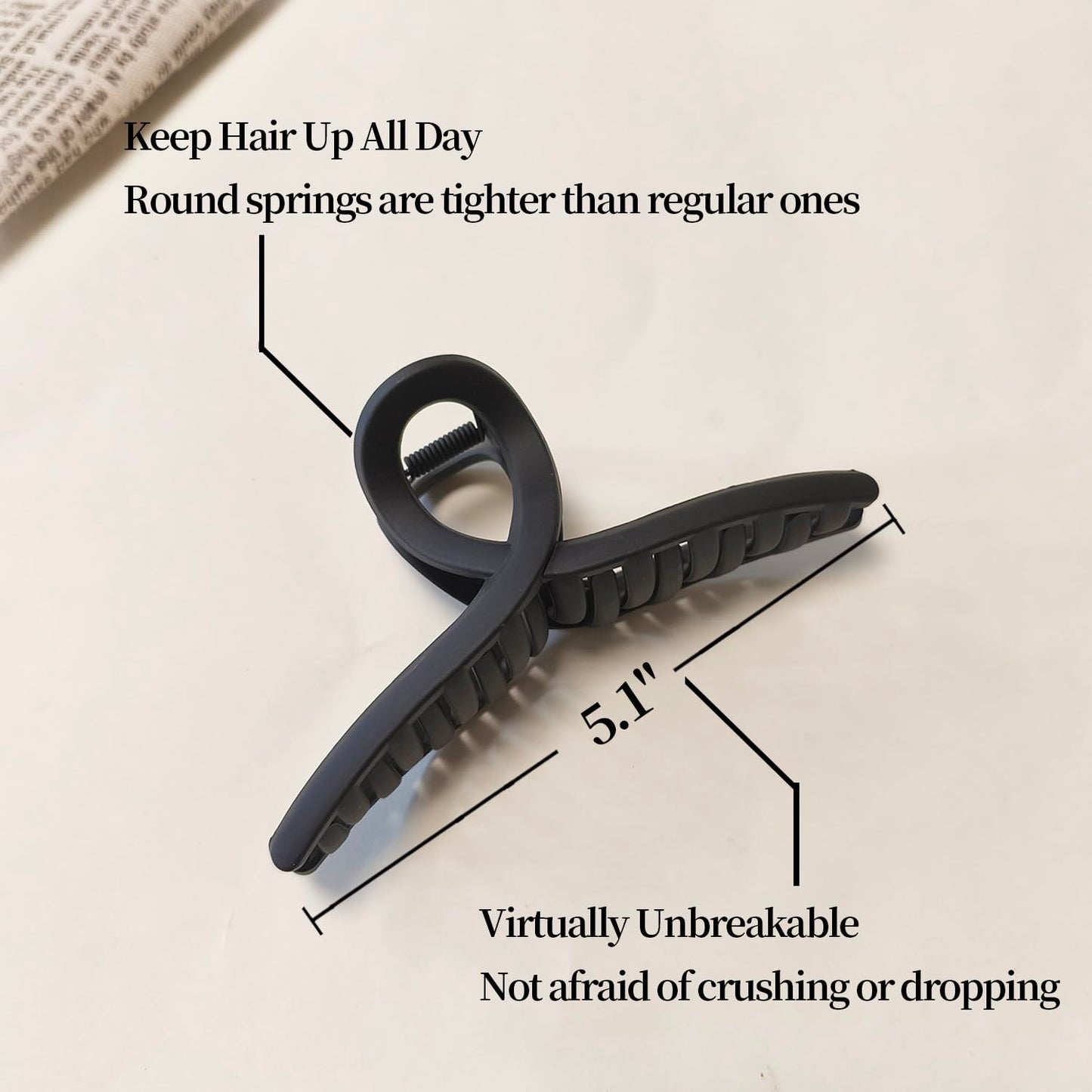 5 Inch Hair Claw Clips Large Flexible Silicone Unbreakable Bendable Big Clip Clamp for Thick Hair Women, 2 Pack Black