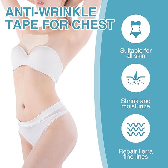 4 Pcs Chest Silicone Anti Wrinkle Pads Reusable,Anti-Wrinkle Patches for Side Sleeping