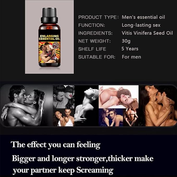 2Pcs Men's Erotic Massage Essential Oil for Sex, Sexual Enhancement Erection Cream, Penisgrowth Oil Longer Thicker, Penis Energy Massage Essence Oil, for Care Delay Performance Boost Strength
