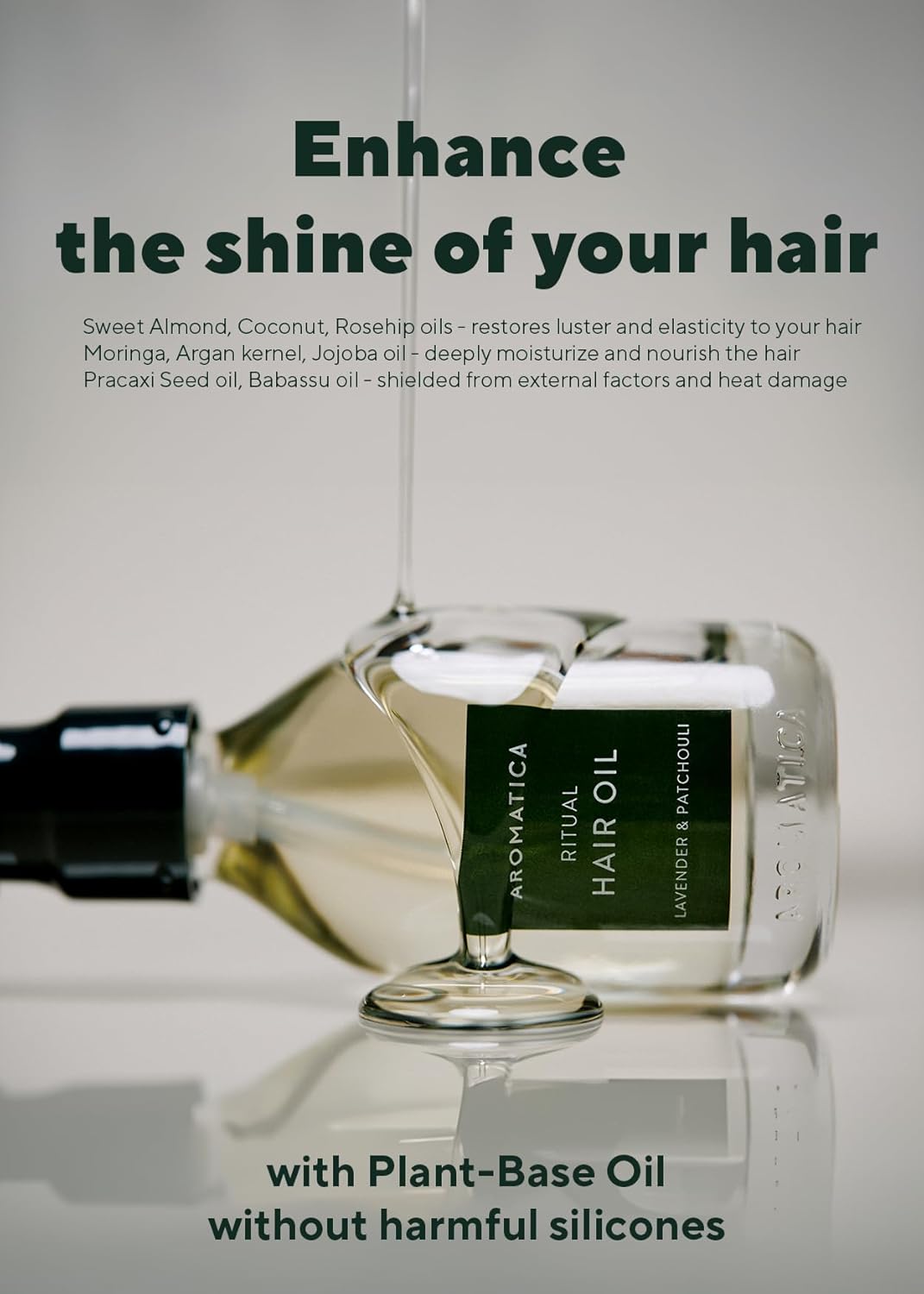 AROMATICA Ritual Lavender & Patchouli Hair Oil - Adds Shine and Smooths Split Ends - Blow Out Hair Serum for Damaged & Frizzy Hair - Nourishing for Dry Curly Hair - Silicone-Free (1.6 fl oz)