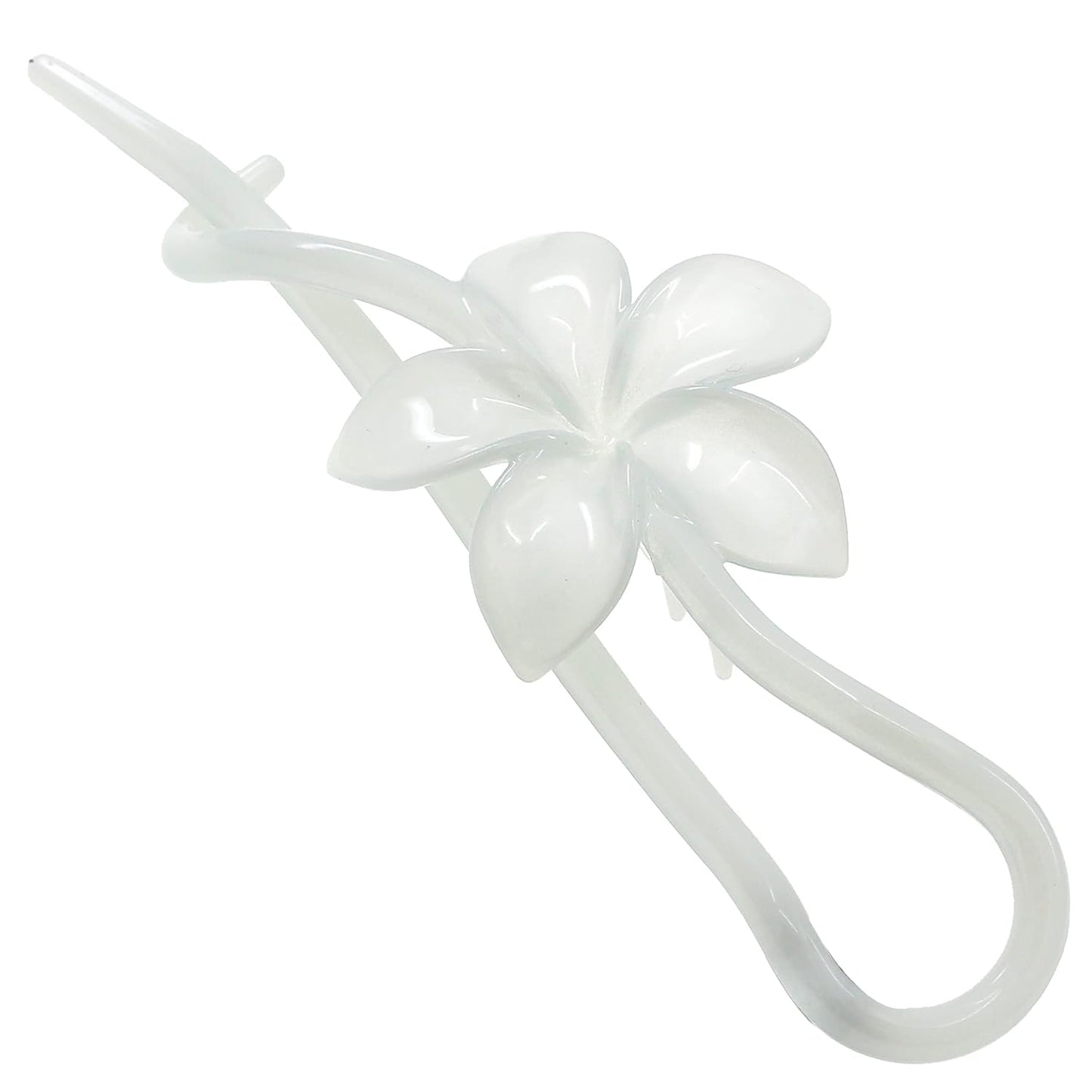 Camila Paris CP3193 French Hair Barrette Pin Clips for Girls, Flower, White, No Metal Parts, Strong Hold Grip Hair Clips for Women, No Slip and Durable Styling Girls Hair Accessories, Made in France