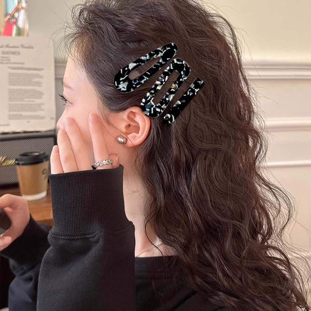 12 Pieces Acrylic Resin Marble Hair Clips Set, Decorative Pearls Hair Barrettes Sweet Decorative Bobby Pins Hairpin Headwear Hair Accessories Headwear for Women and Girls…