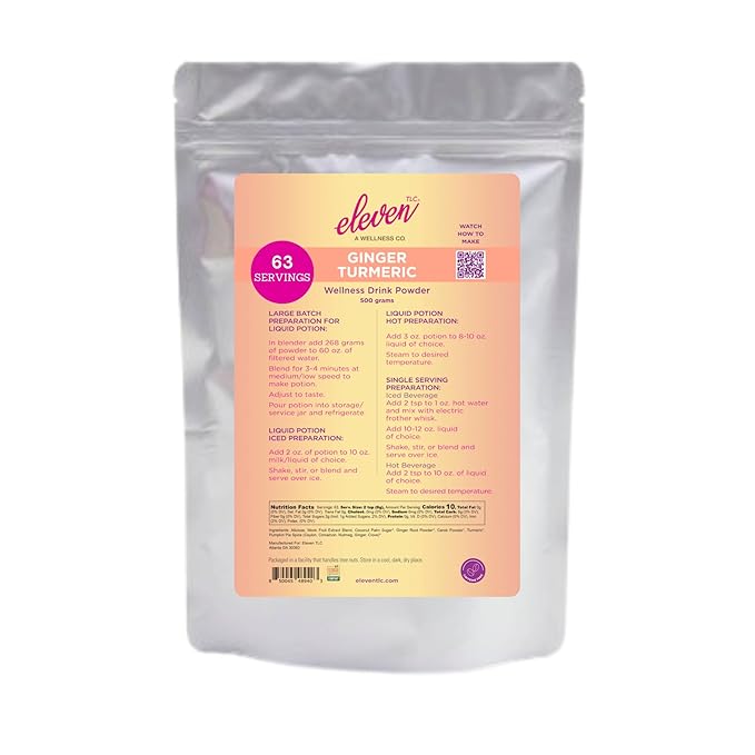 Eleven TLC, Radiant Beauty Bovine Collagen Peptides Drink Mix, Ashwagandha, Hydrolyzed Collagen, Bee Pollen, Vanilla Protein Powder, Dairy Free, Superfood Lattes, Wellness Hydration Mix, 63 Servings
