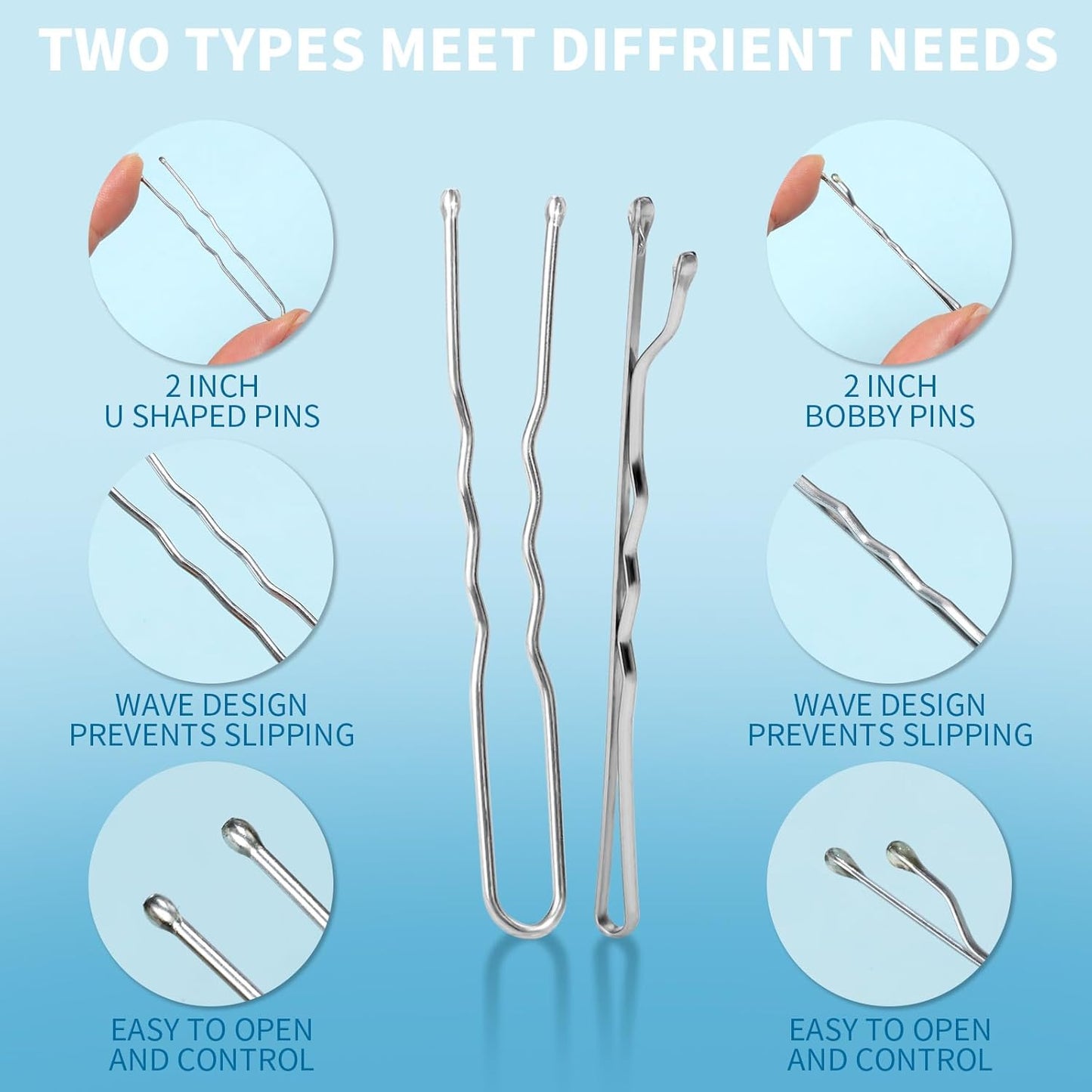 Teenitor Silver Bobby Pins for Gray Hair, Silver Hair Pins, 100Pcs Grey Bobby Pins for Gray Hair 2inch