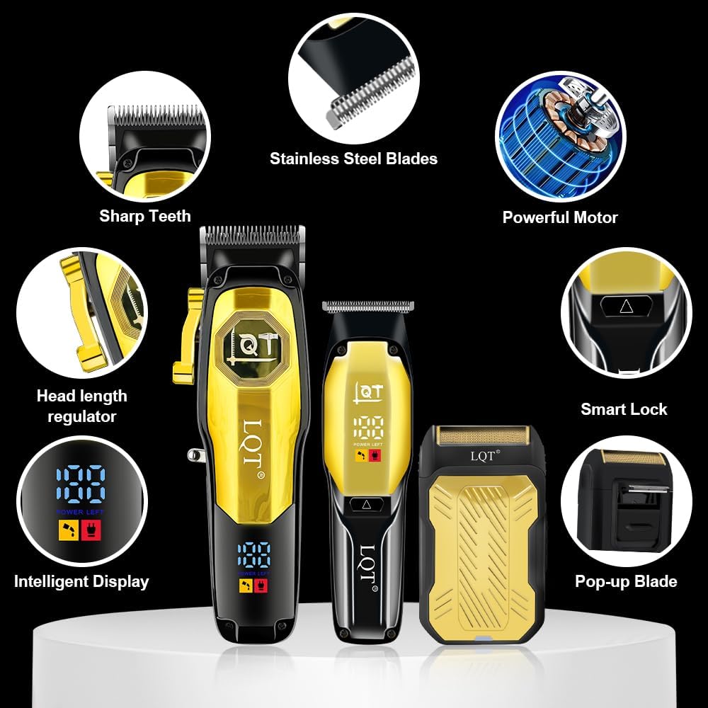 Professional Hair Clippers for Man,Hair Clippers Electric Shavers Razor T-Blade Hair Trimmer, 3 in 1 Cordless Barber Trimmer Bald Shavers LED Display Gifts (3PCS)