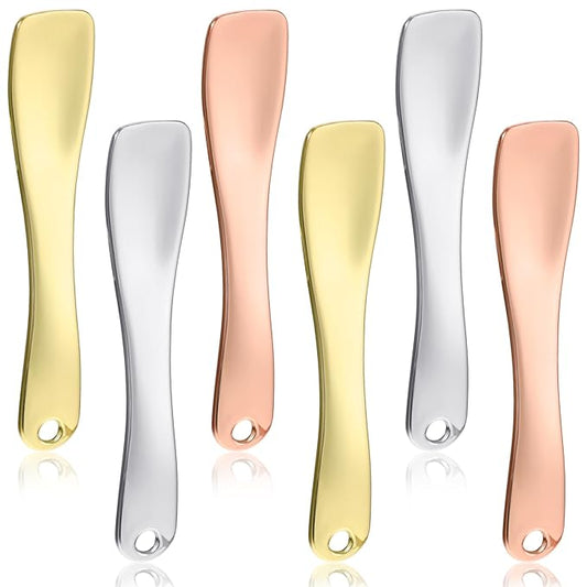 6 Pcs Metal Makeup Spatula Tool, Mini Skincare Spatula Skin Care Facial Cream Mask Scoop Makeup Tools for Cosmetic Scoop for Creams Lotions Masks (Silver Gold Rose Gold)