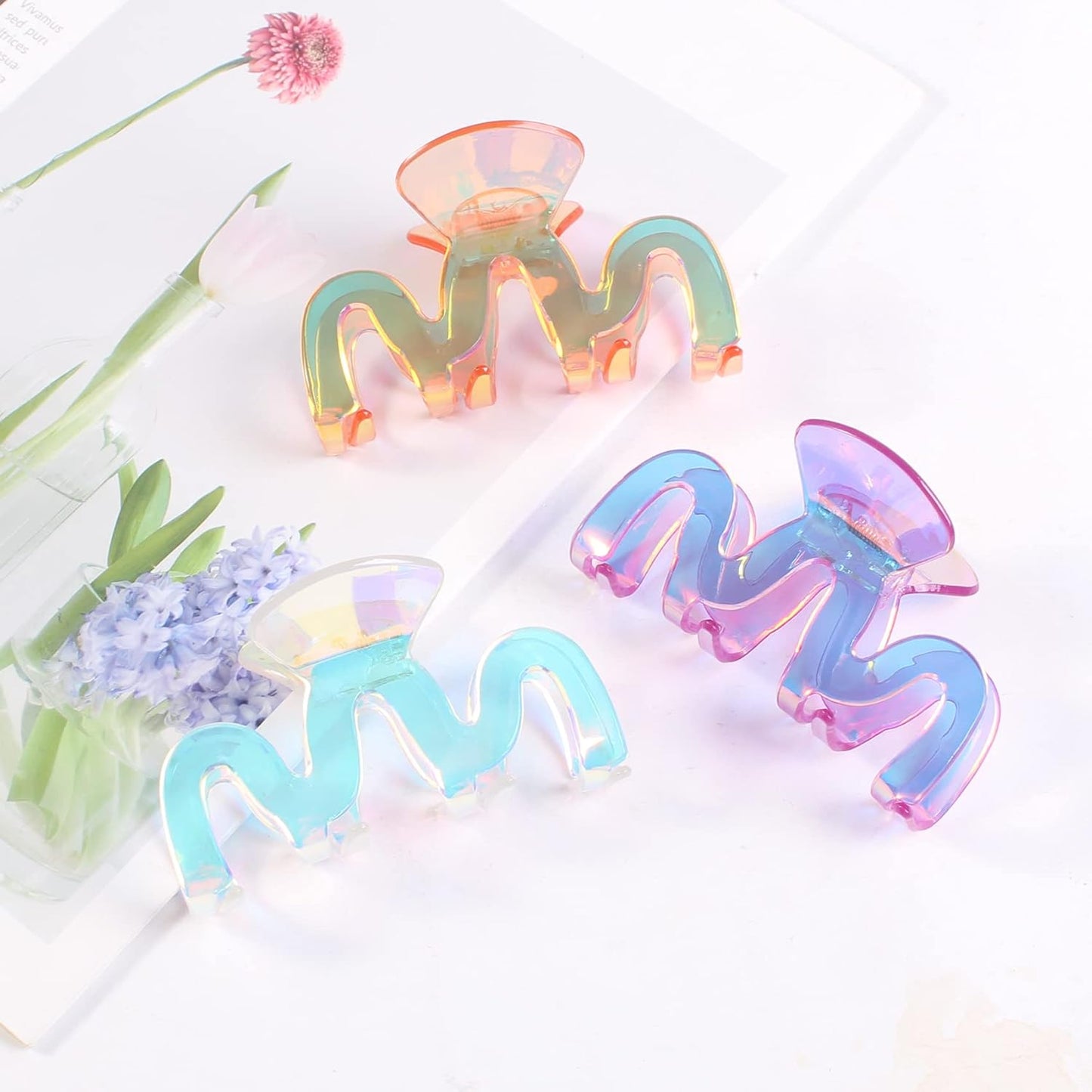 Hair Claw Clips - 3.35 in Hair Clip for Women Thick Hair -Accessories for Women and Girls - 3Pcs Nonslip Claw Clip for Women (Multi-colored6)