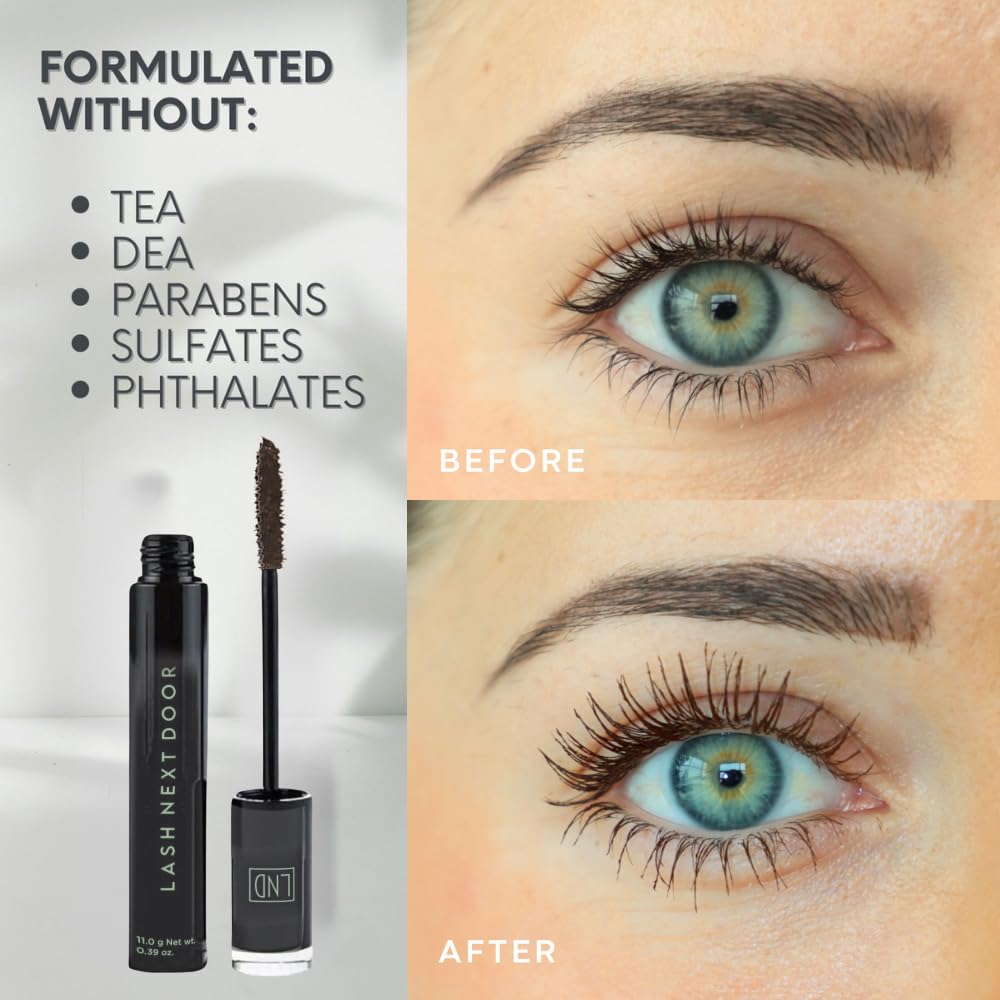 Lash Next Door Espresso Brown Mascara- Volumizing & Lengthening No Clump Smudge-Proof Makeup for Lashes- Beauty Products for Women- 1-Pack by Brooklyn and Bailey