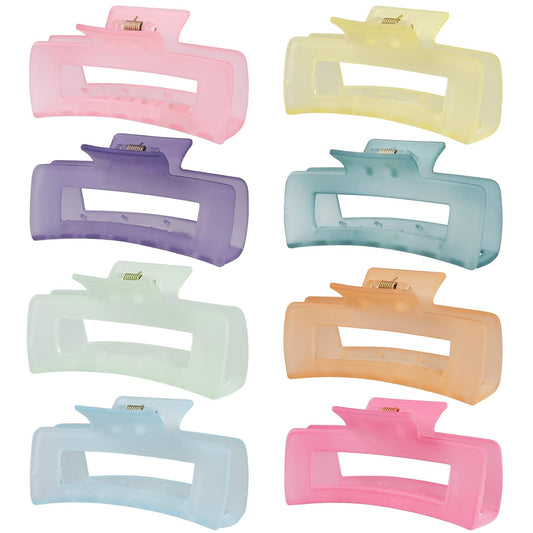 4.1 Inch Large Acrylic Banana Jaw Hair Clips - 8 Pcs Nonslip Rectangle Clips for Thick Hair, Hair Accessories for Women and Girls (Matte Color)