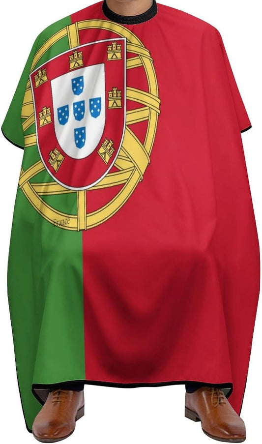 Professional Barber Cape for Adults, Waterproof Salon Haircut Capes Lightweight Haircut Apron Hair Cutting Salon Cape Gown (Portugal Flag Art, 55x66 Inch)