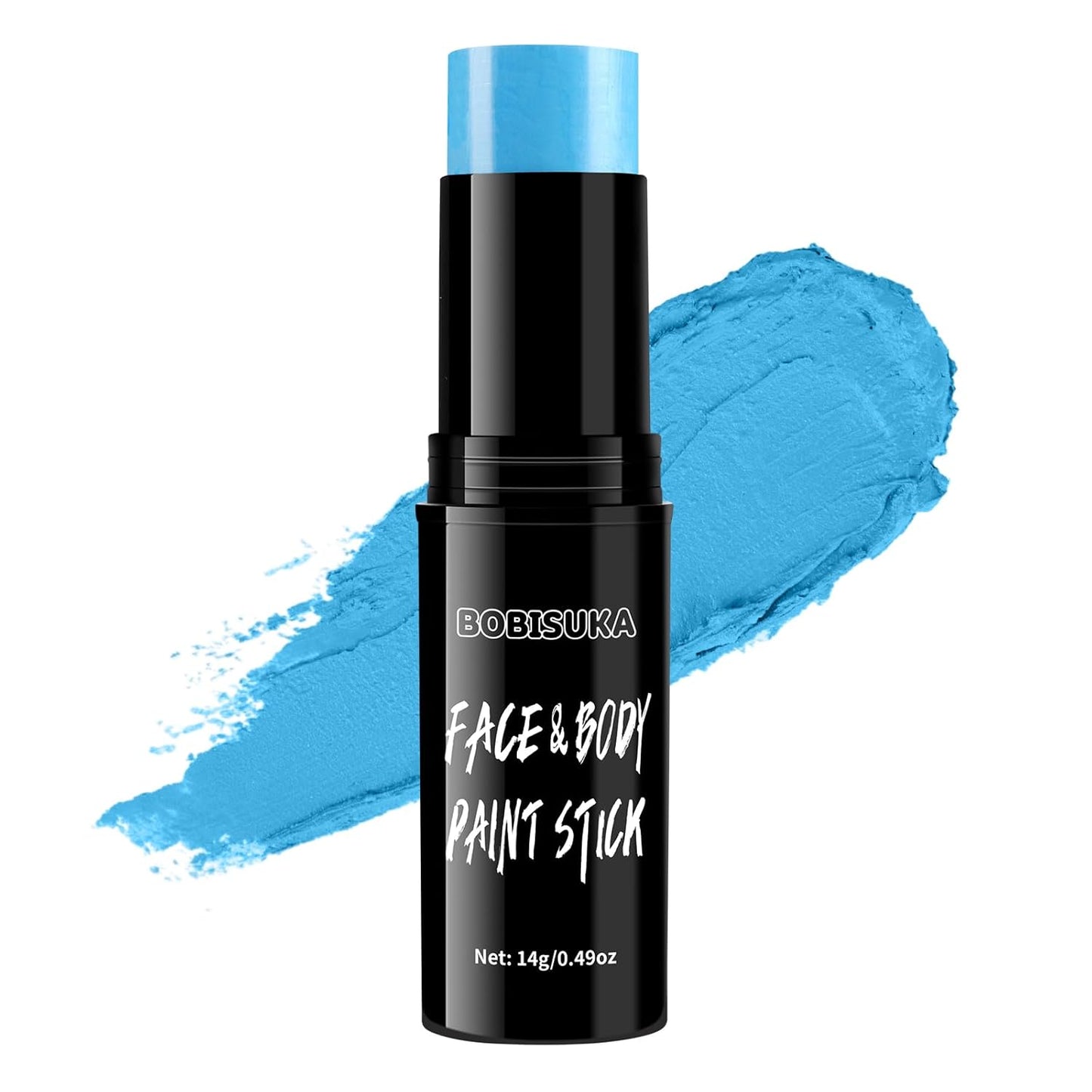 BOBISUKA Light Blue Face Body Paint Stick Washable Water-Based Face Paint Makeup Stick for Halloween Corpse Bride, Sally, Avatar, Skeleton, Skull, Smurf, Cosplay, SFX, Sports Eye Black & Costume Party